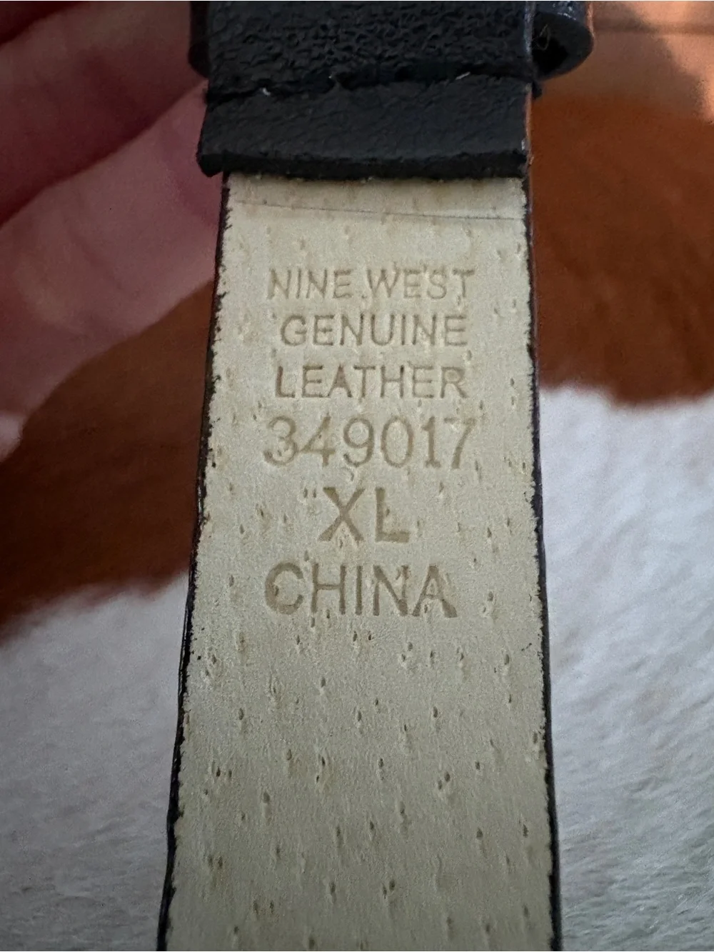 Black leather Nine West belt - size XL